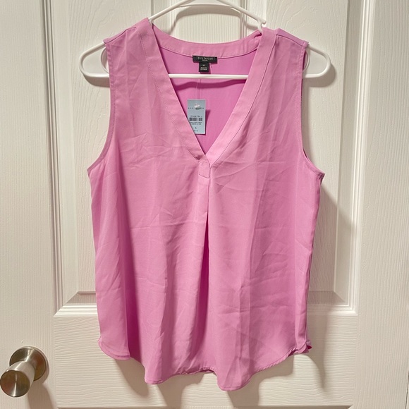 Ann Taylor Petite Mixed Media Pleat Front Top - Picture 6 of 8